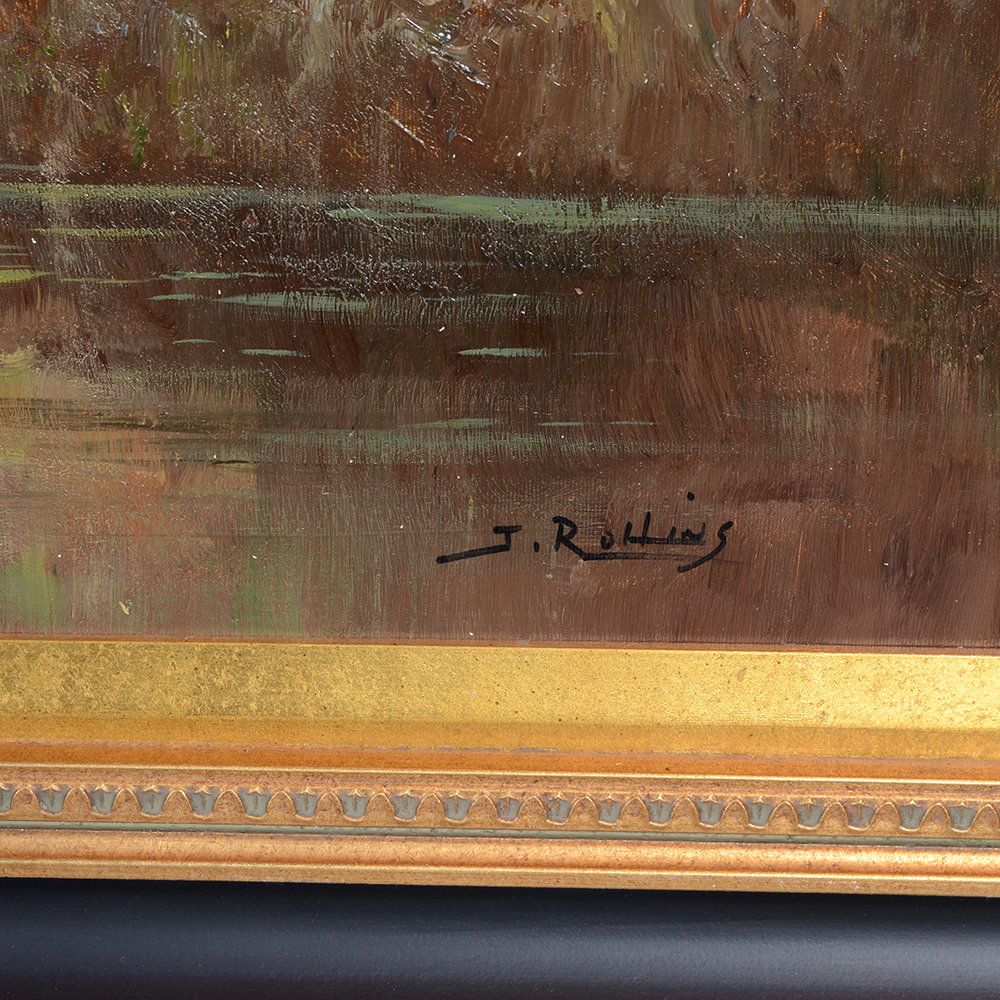 J. Rollins Original Oil Painting on Canvas of a Landscape EBTH